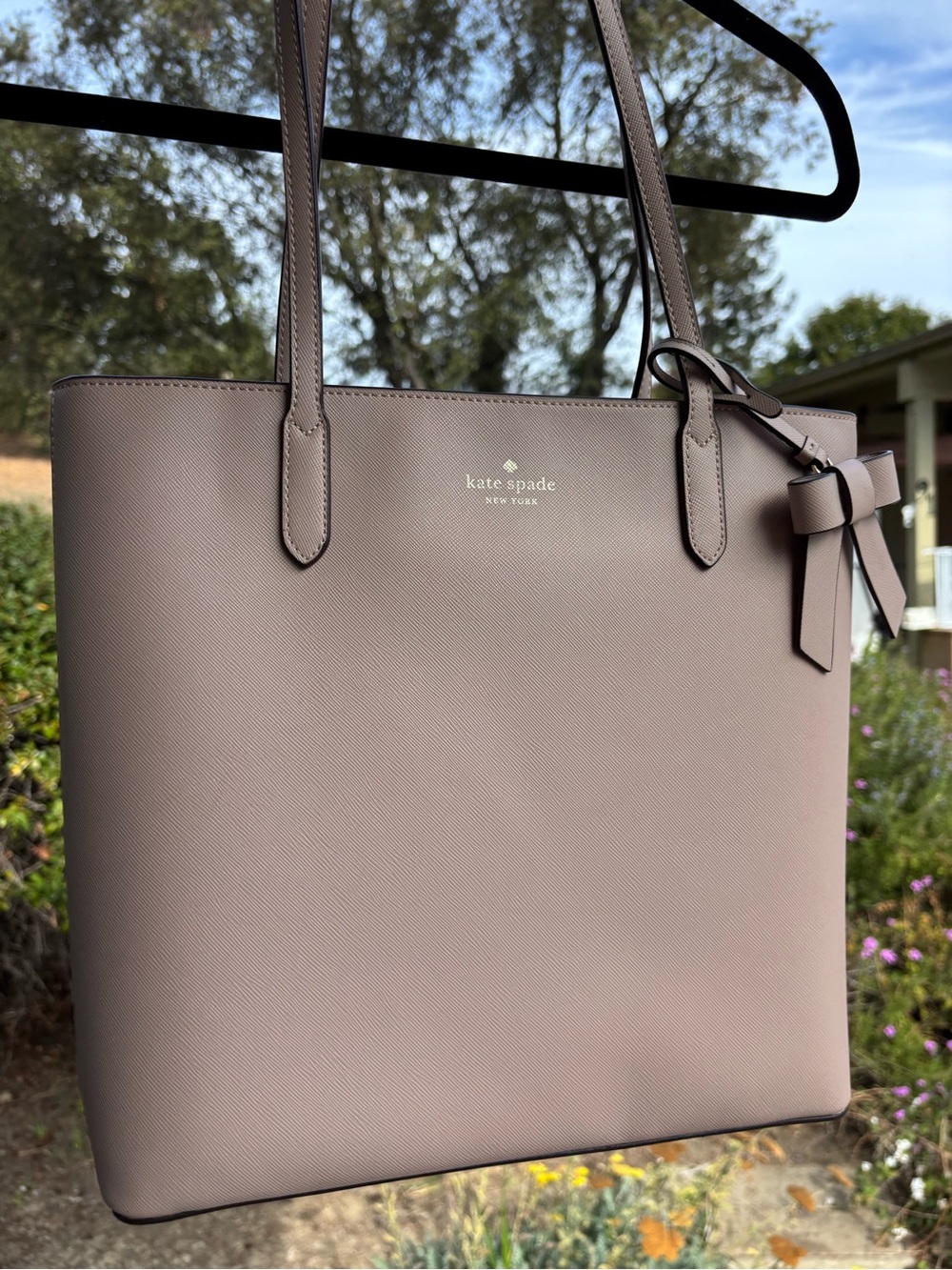 kate spade Mauve Pink Saffiano Tote with Bow